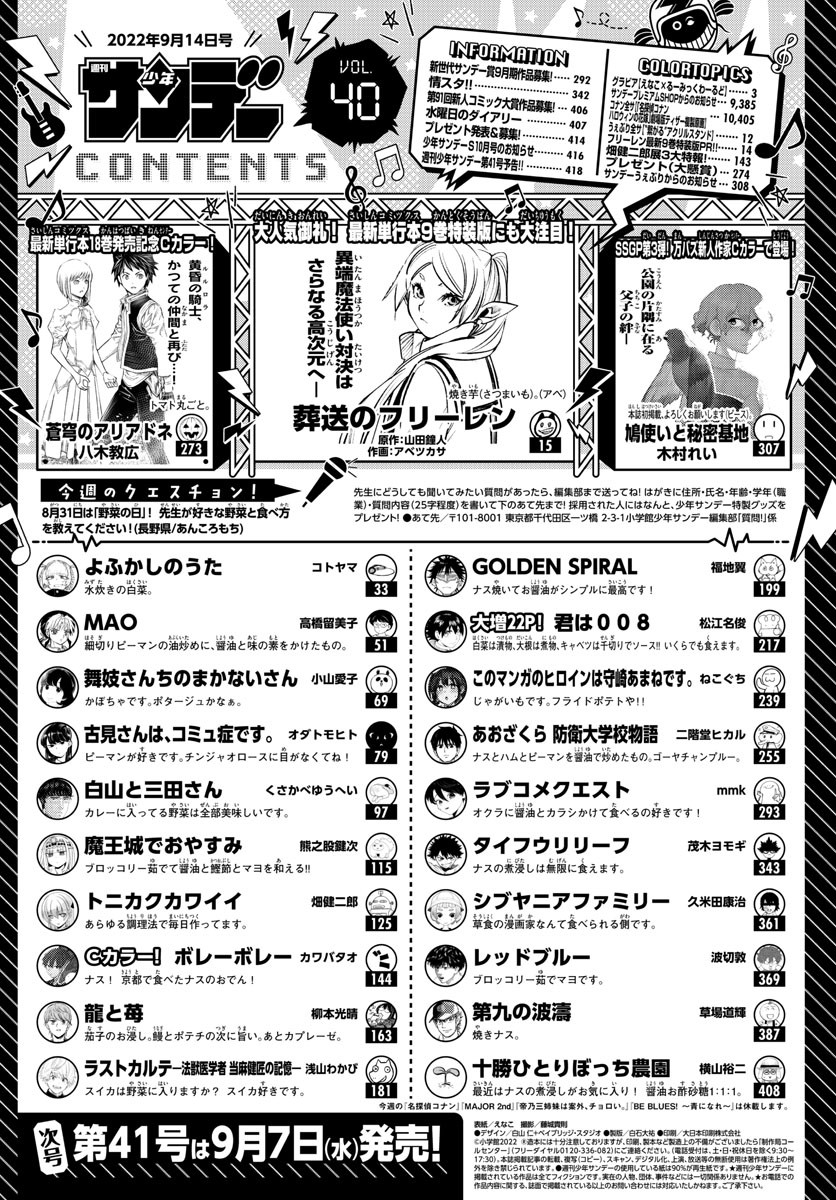 Weekly Shōnen Sunday - 週刊少年サンデー - Chapter 2022-40 - Page 415